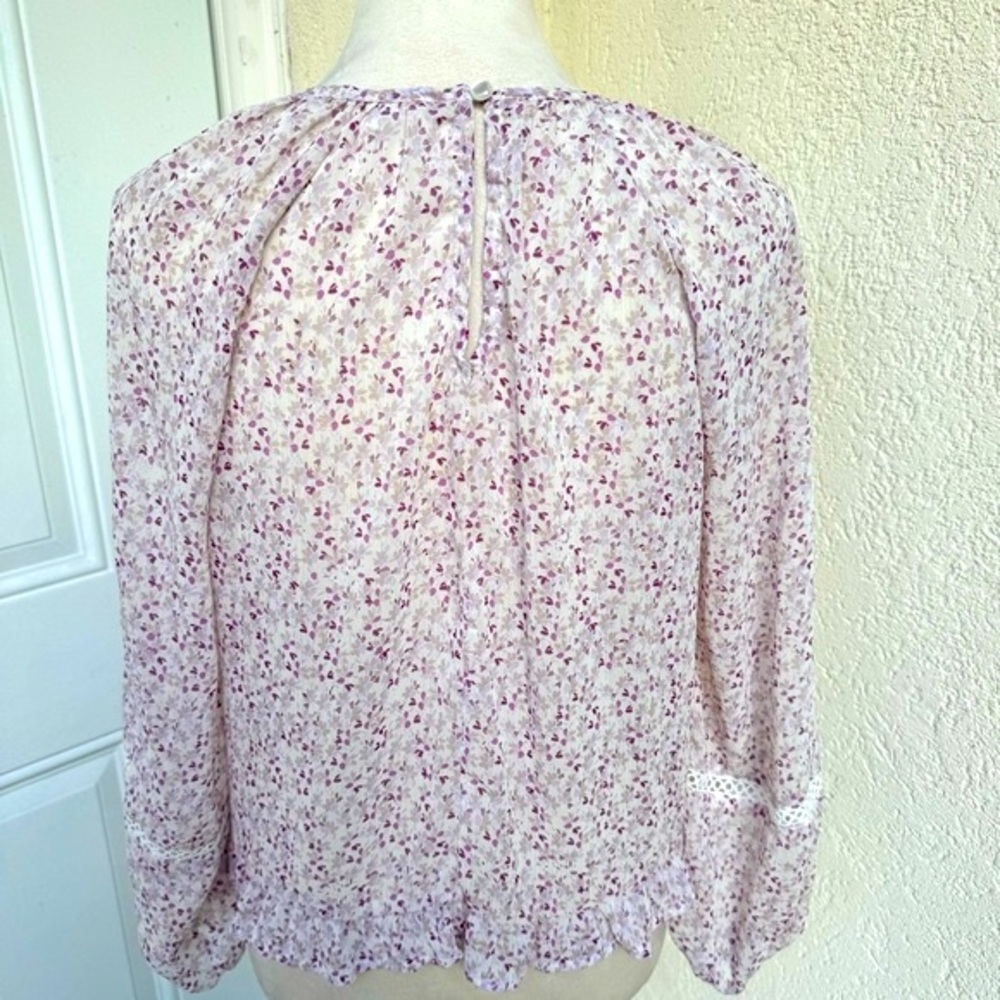 JUNE & HUDSON. Long sleeves, boho top. Size S. White‎ w/small purple flow… - Picture 5 of 9